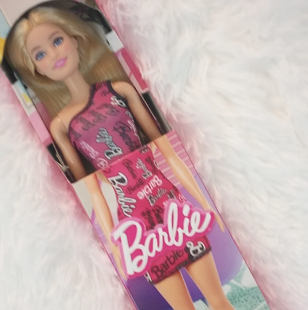 Barbie in Pink and Black One Shoulder Dress